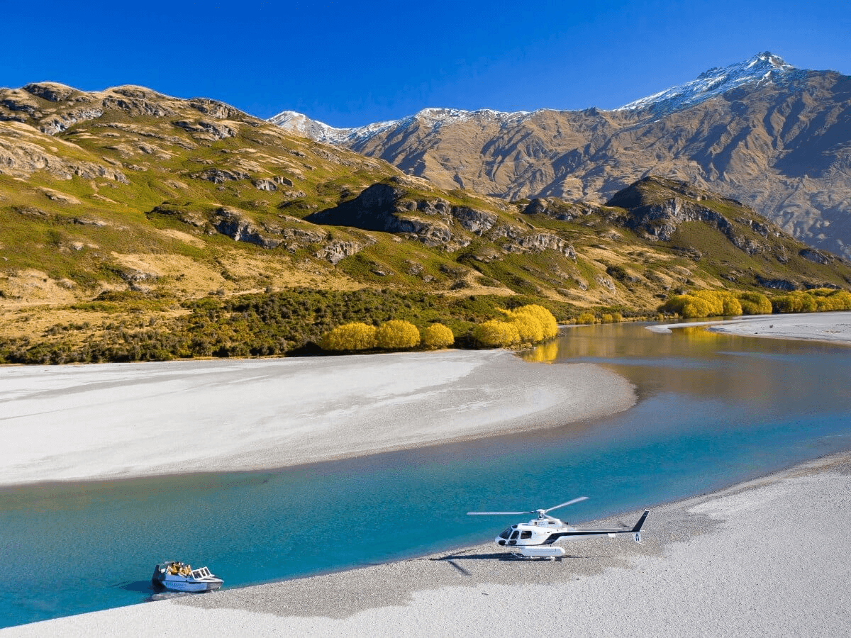 Glacier Helicopter & Jet Boating on Matukituki River in Mt Aspiring National Park